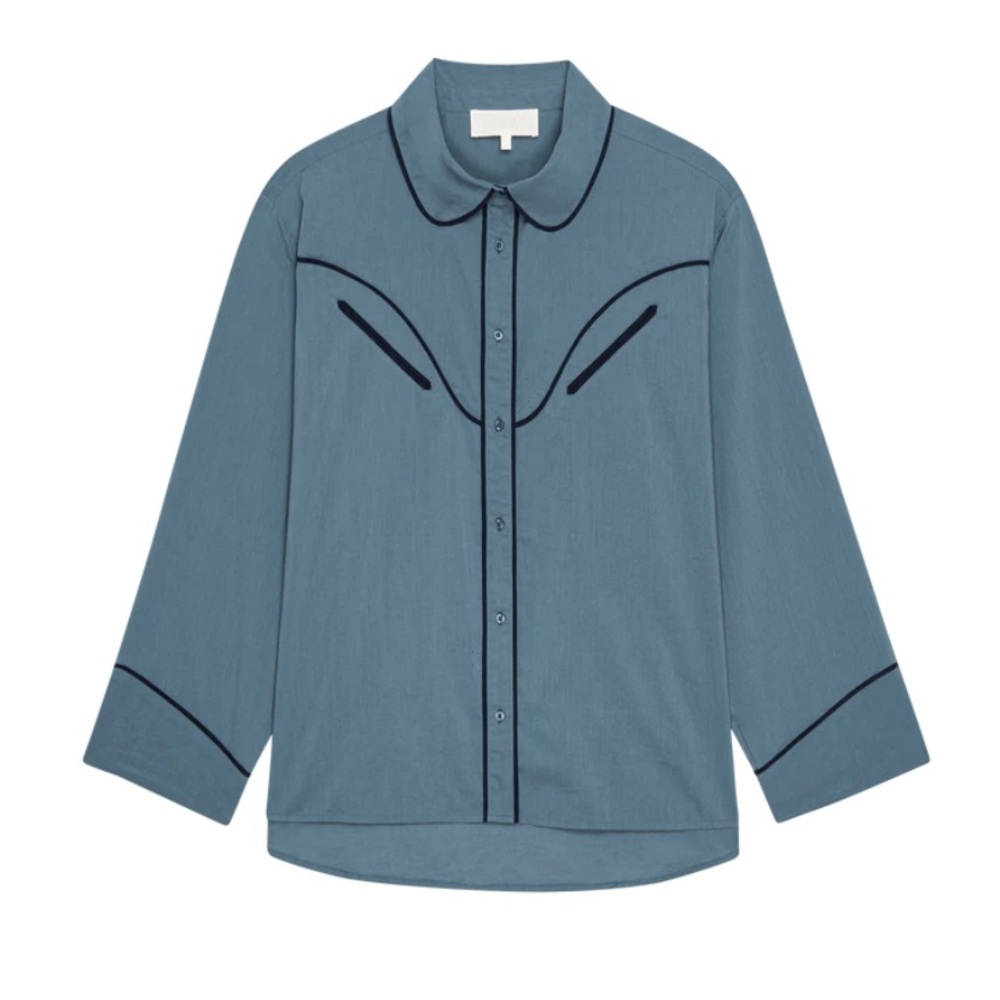 THE GREAT. Western Pajama Shirt Size 2 Anthropologie Pajama Top Medium - Picture 7 of 10